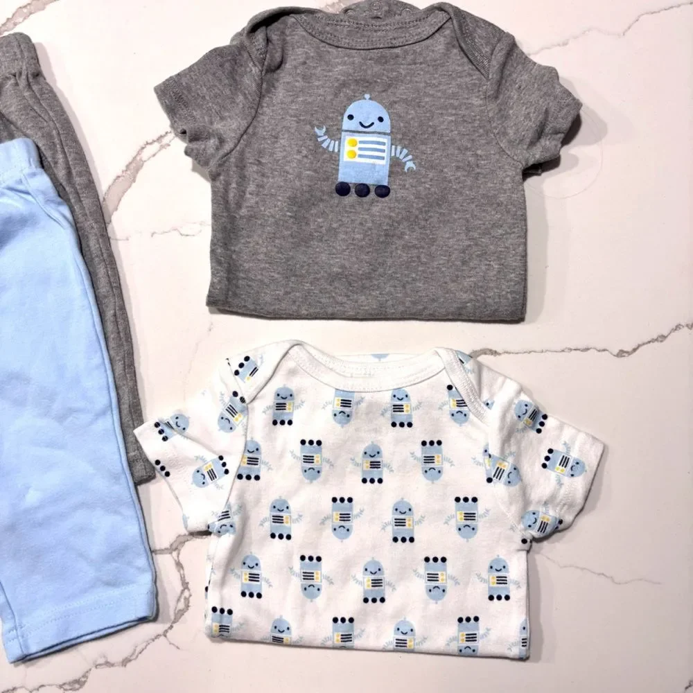 CIRCO 4-Piece Bodysuits Lounge Pants Infant Baby Set Light Blue Grey White 6-9M